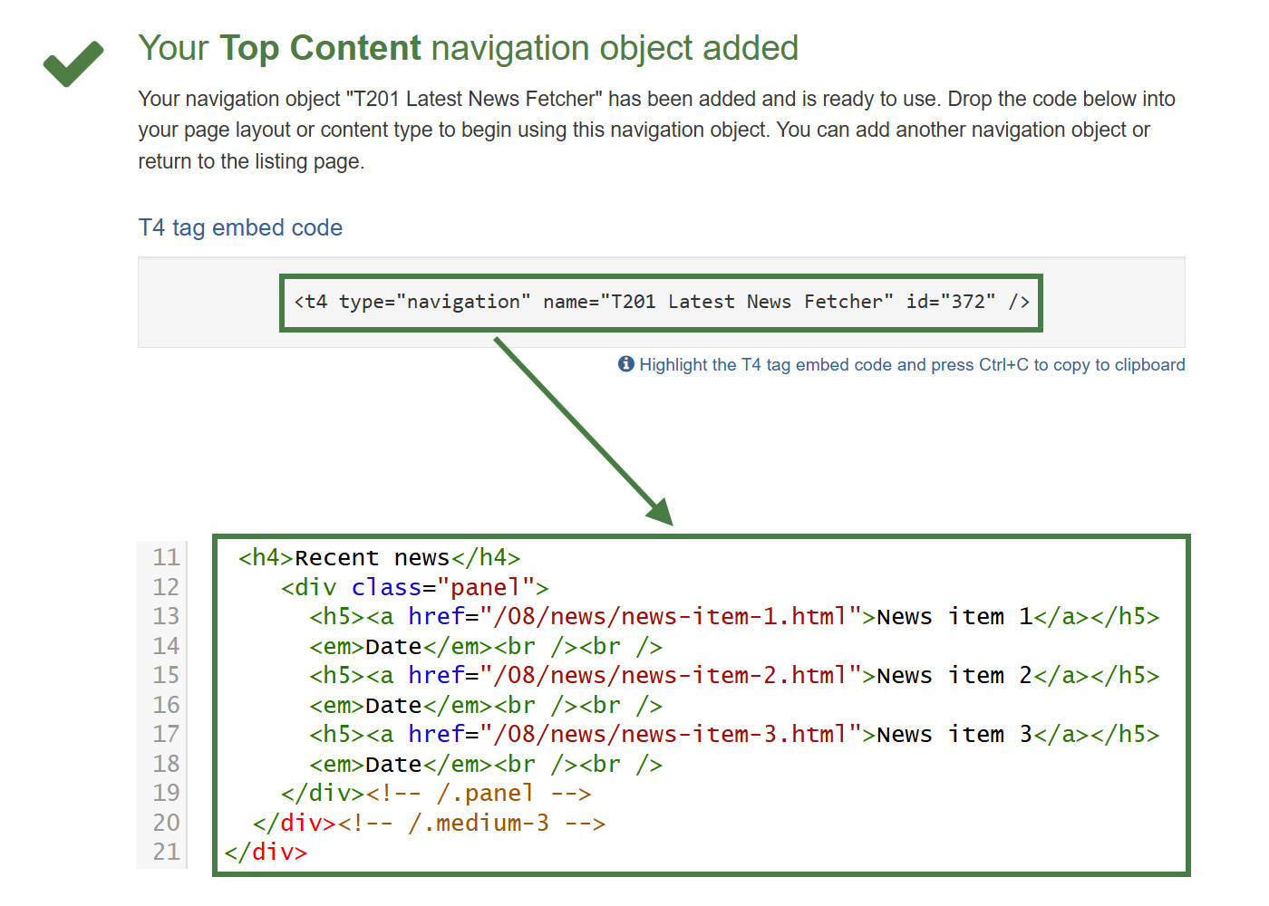 Apply Top Content Navigation to Page Layout