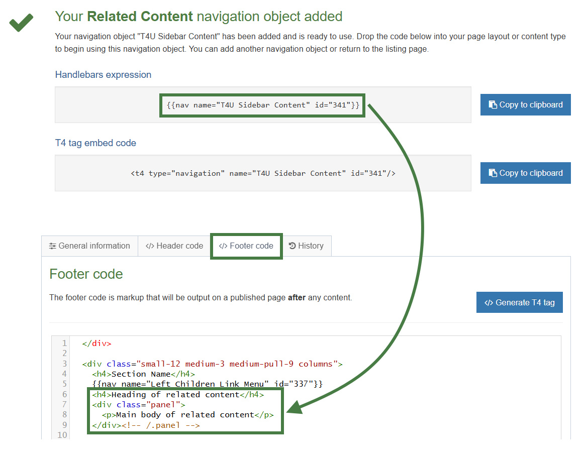Apply related content navigation to page layout
