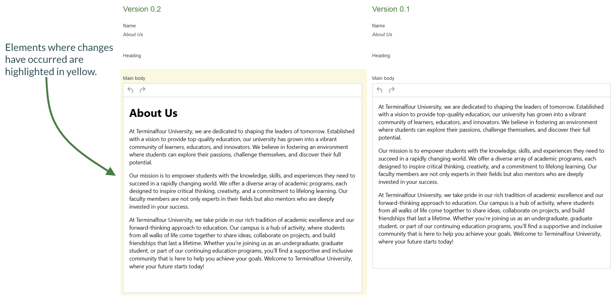 Comparing History Versions