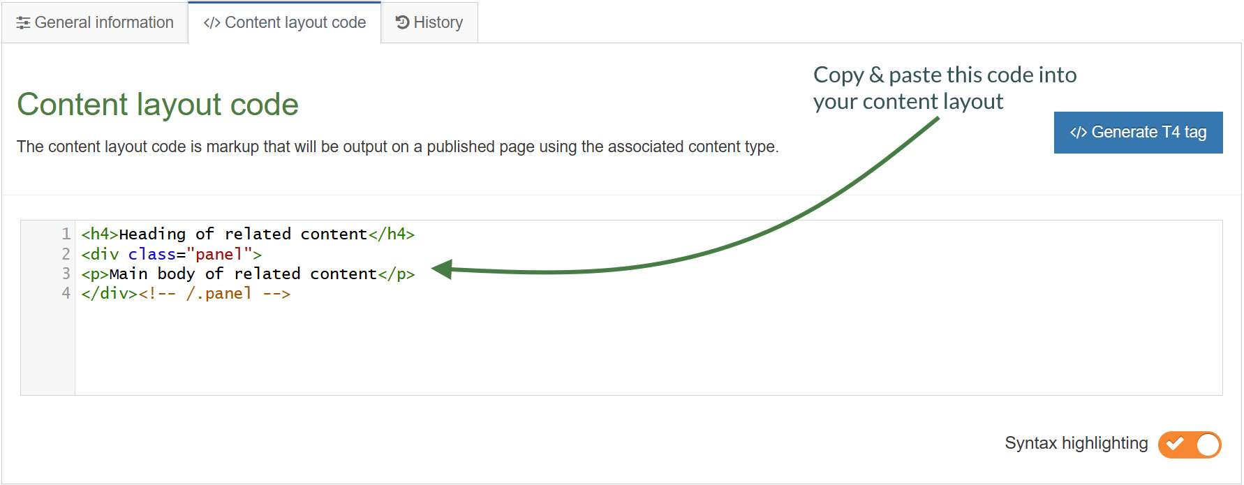 Content Layout Code (Sidebar Content Type)
