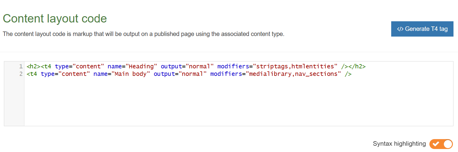 Content Layout With T4 Tags