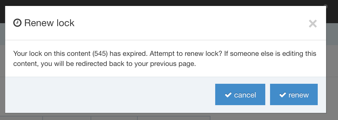 Screenshot of the Renew Content Lock alert