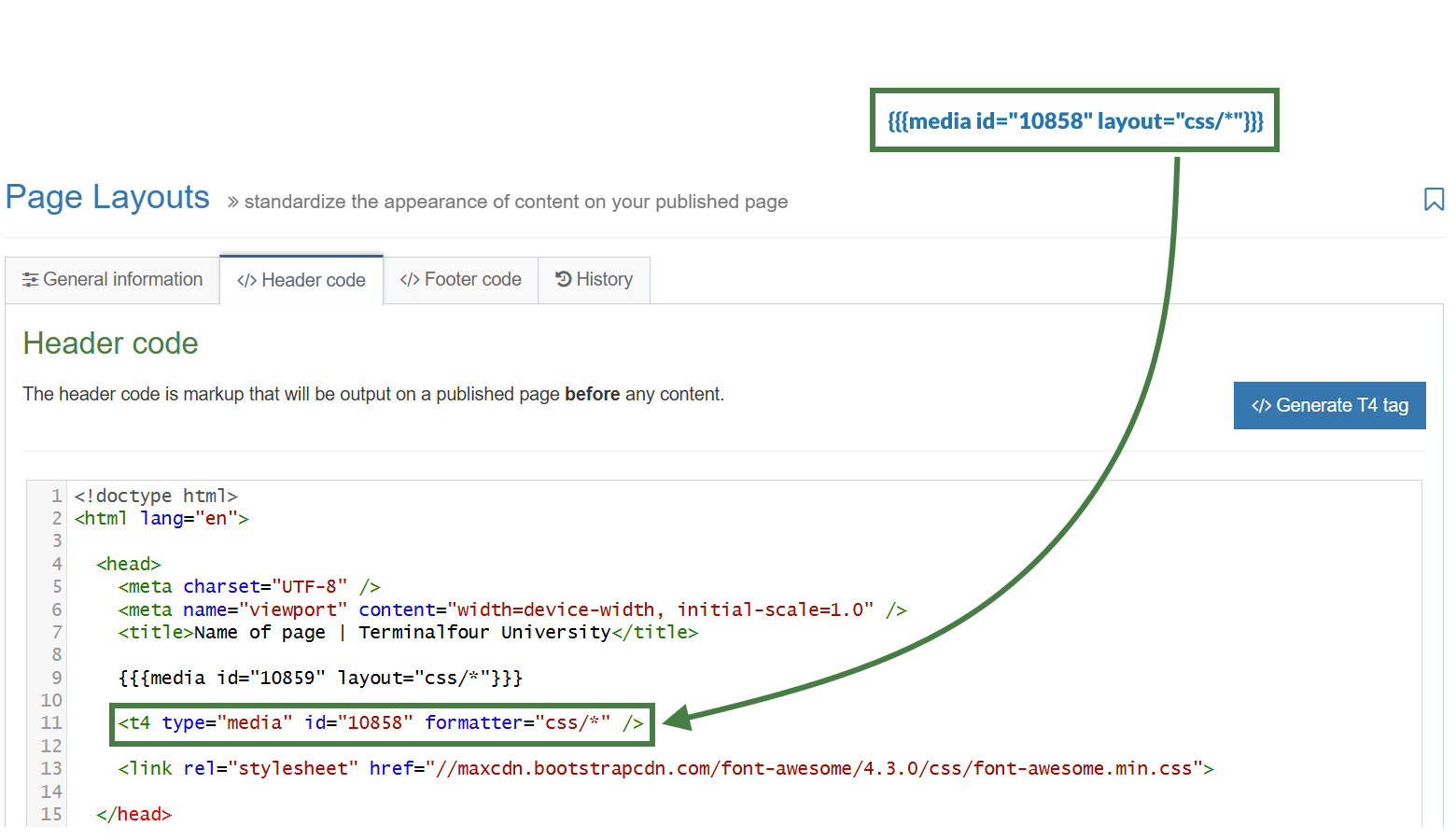 Replacing a t4 tag that references a CSS stylesheet in the media library