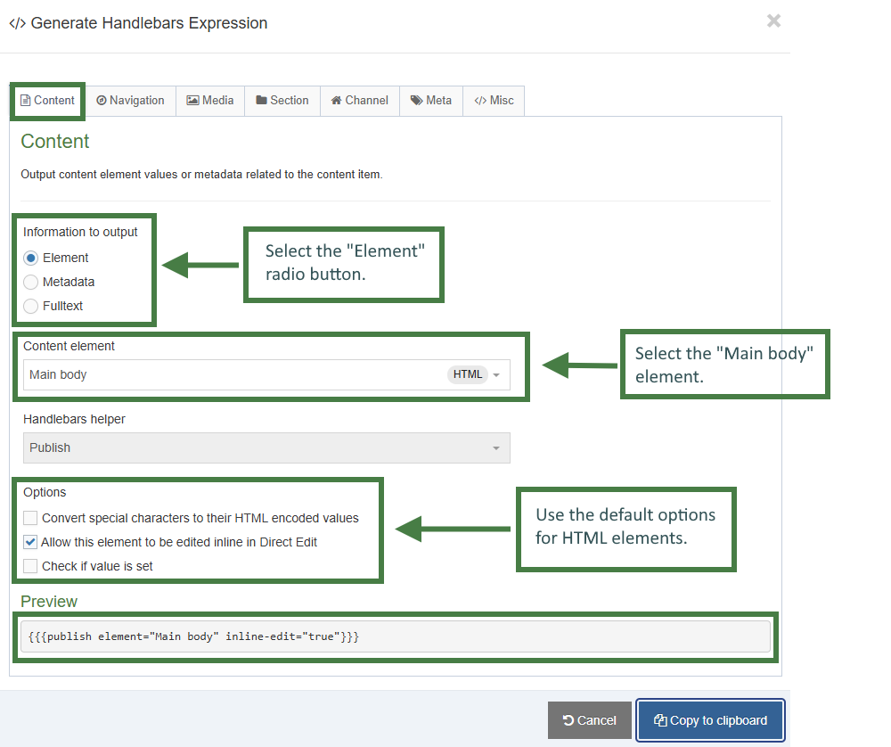 Expression builder (Main body)