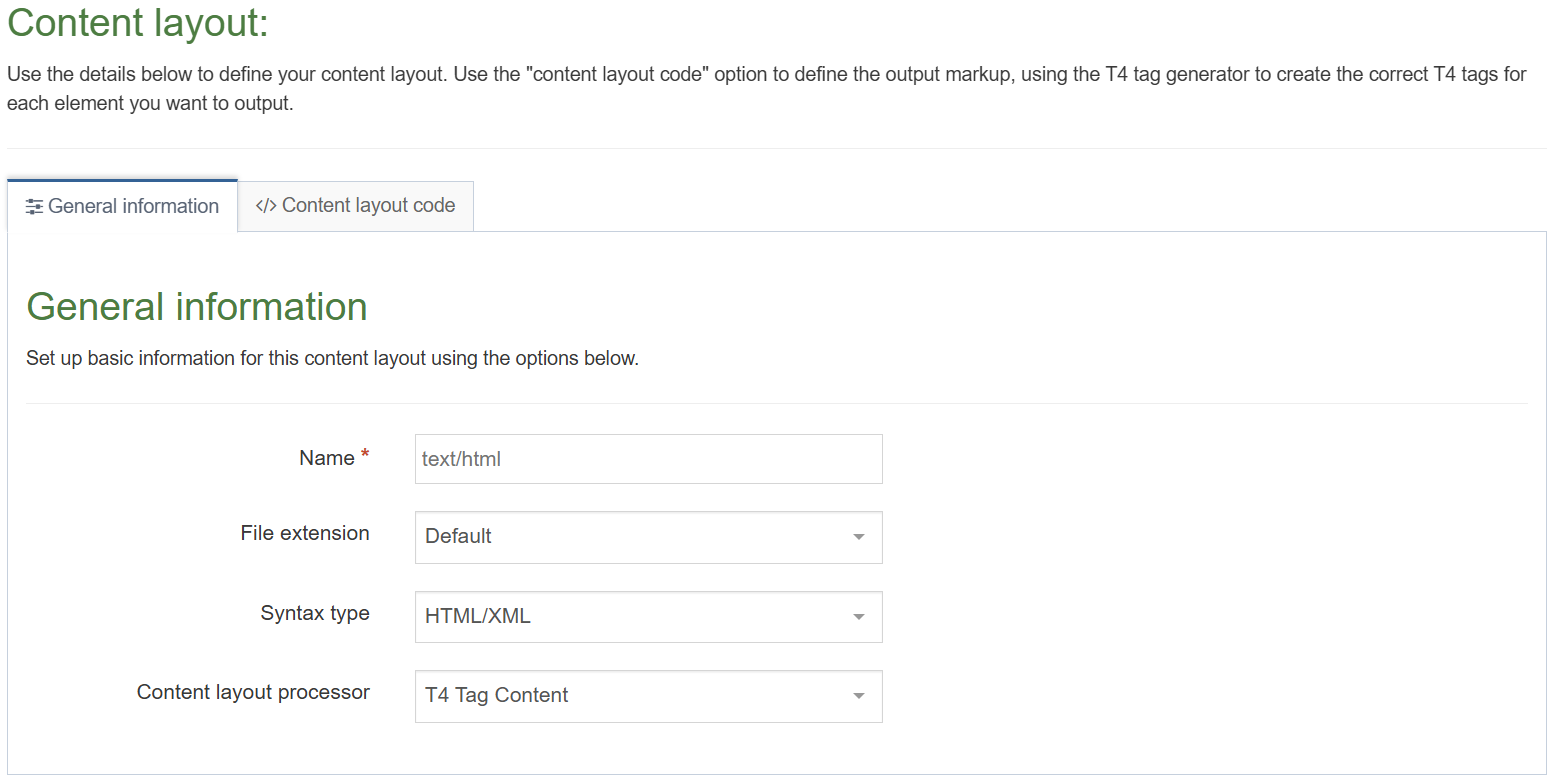 General Information Tab (Content Layout)