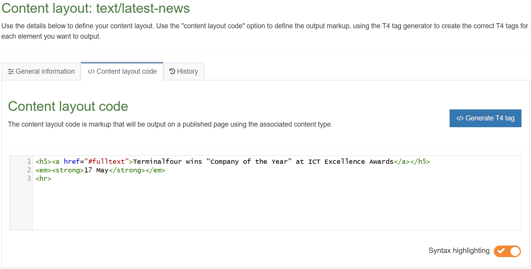Latest News Content Layout Placeholder Code
