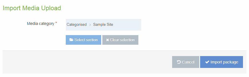 Screenshot of the Import Media Archive Import Packages screen