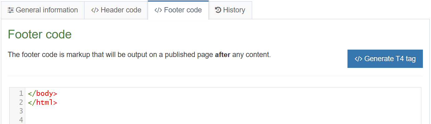 Page Layout (Footer Tab)