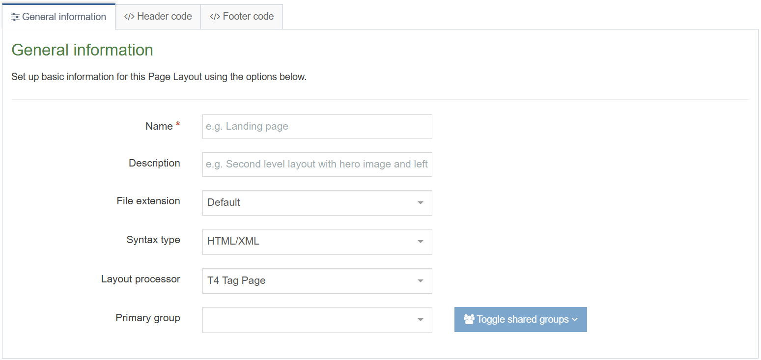 Page Layout (General Information Tab)