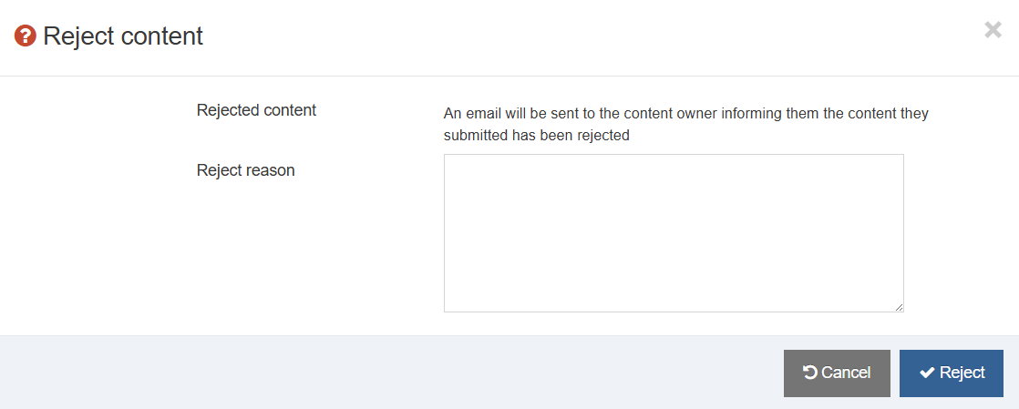 Reject Content Window