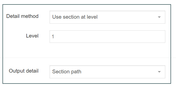 Section Details - Use Section at Level