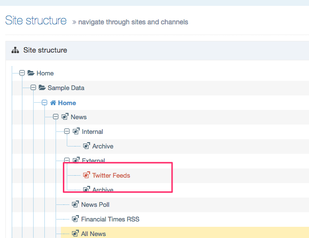 Screenshot of the Site Structure page with a deleted Section