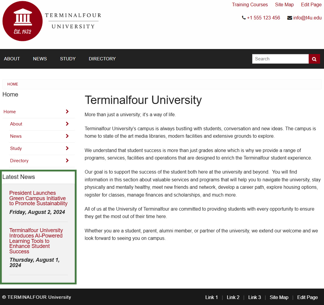 Top Content Navigation (Recent News)