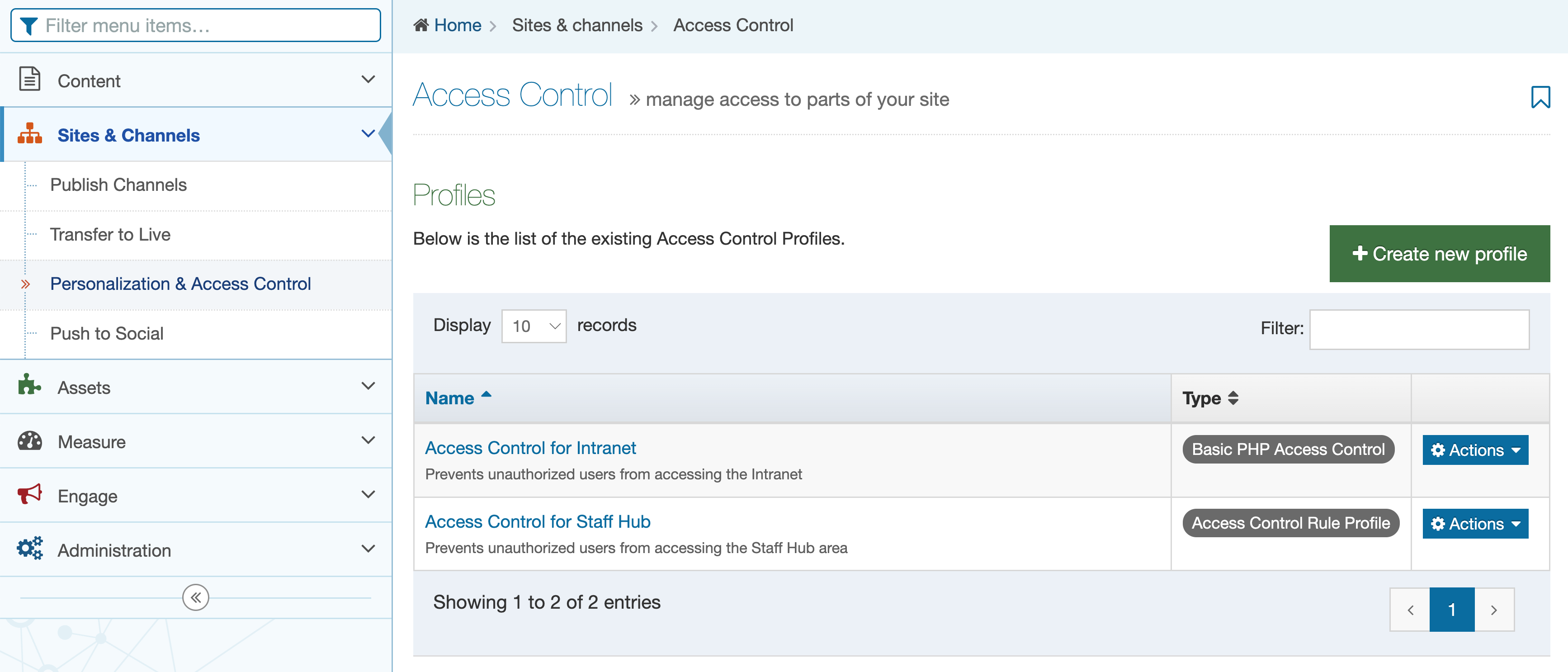 A screenshot of the newly designed access control configuration UI