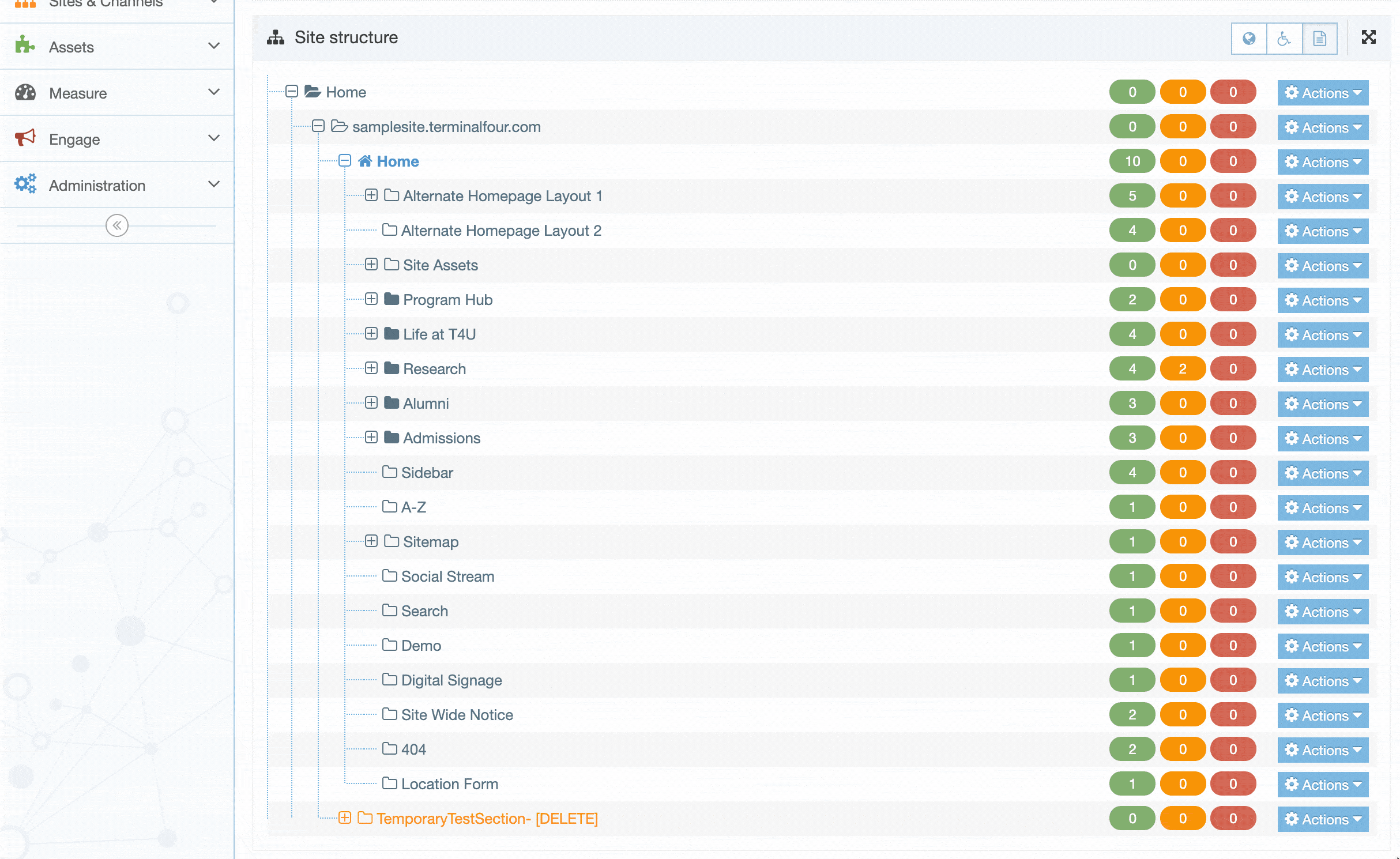 Delete Section Inbound Links
