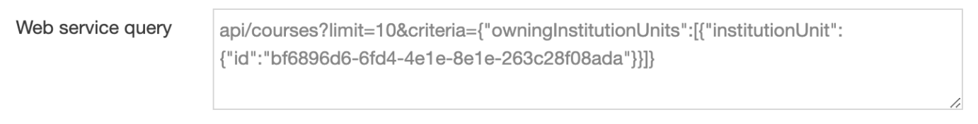 Screen showing complex Ethos Web Service Query