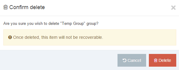 shows confirm delete dialog box