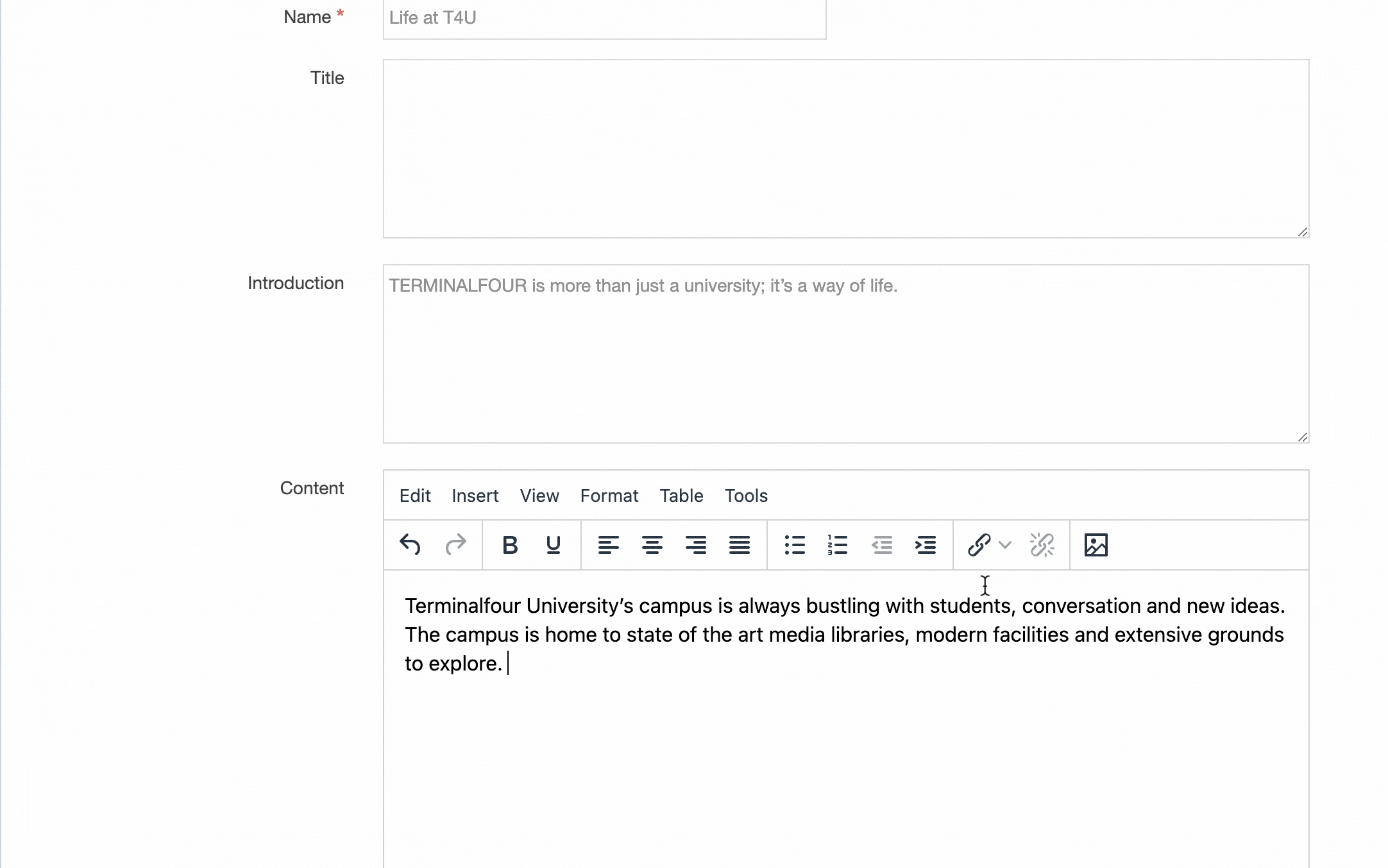 Section Filter Link modal